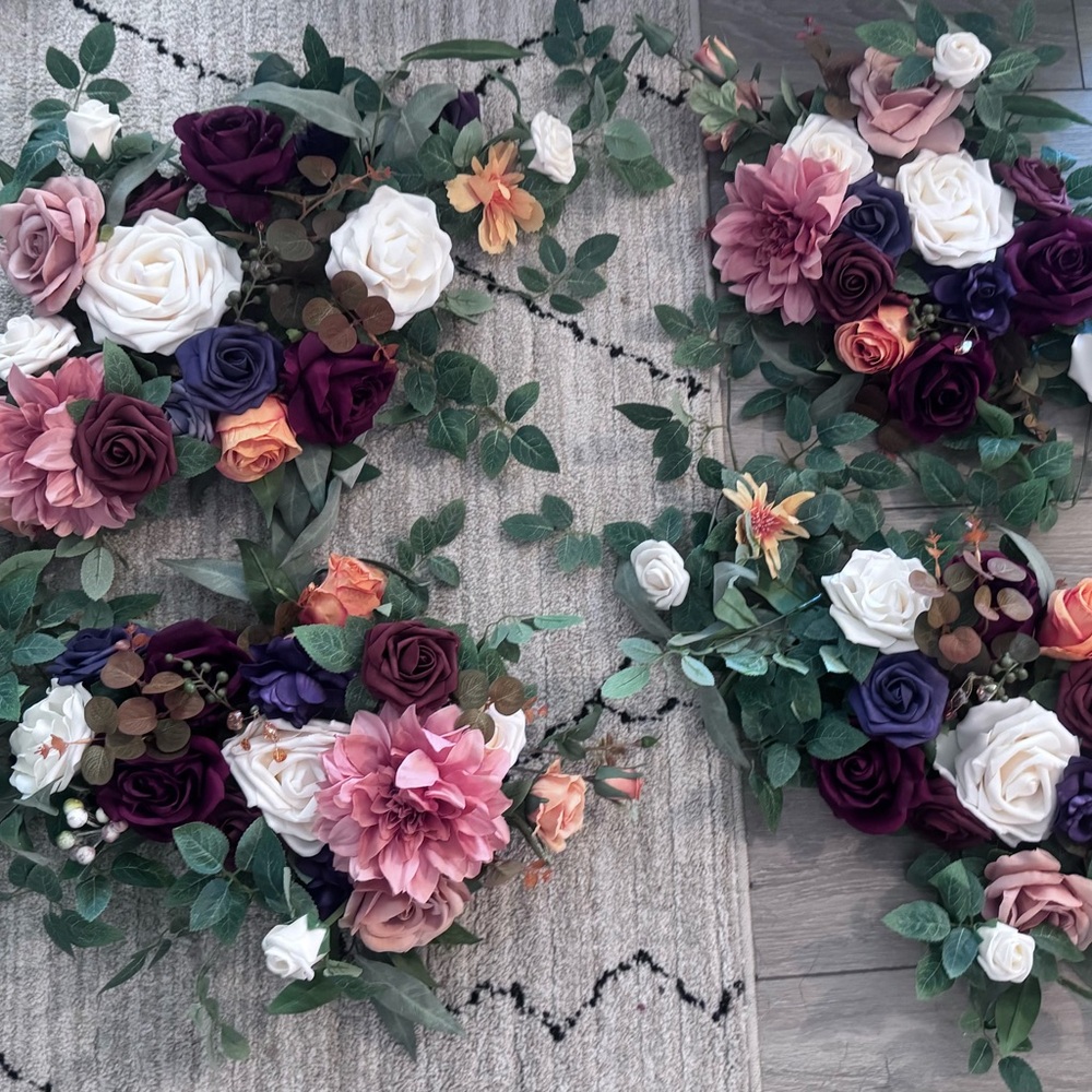 Floral swags with Mixed Roses and Greenery Lings Moment swags set of 4 wedding